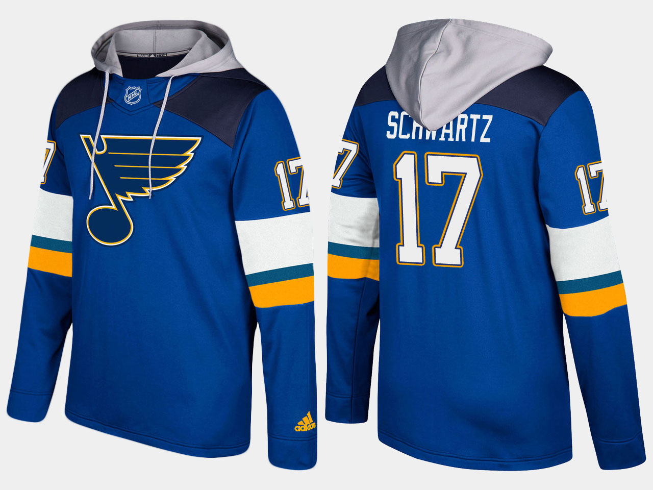 Men NHL St.Louis blues #17 jaden schwartz blue hoodie->st.louis blues->NHL Jersey